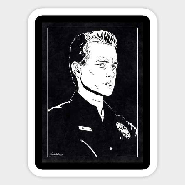 T1000 - Terminator 2 (Black and White) Sticker by Famous Weirdos